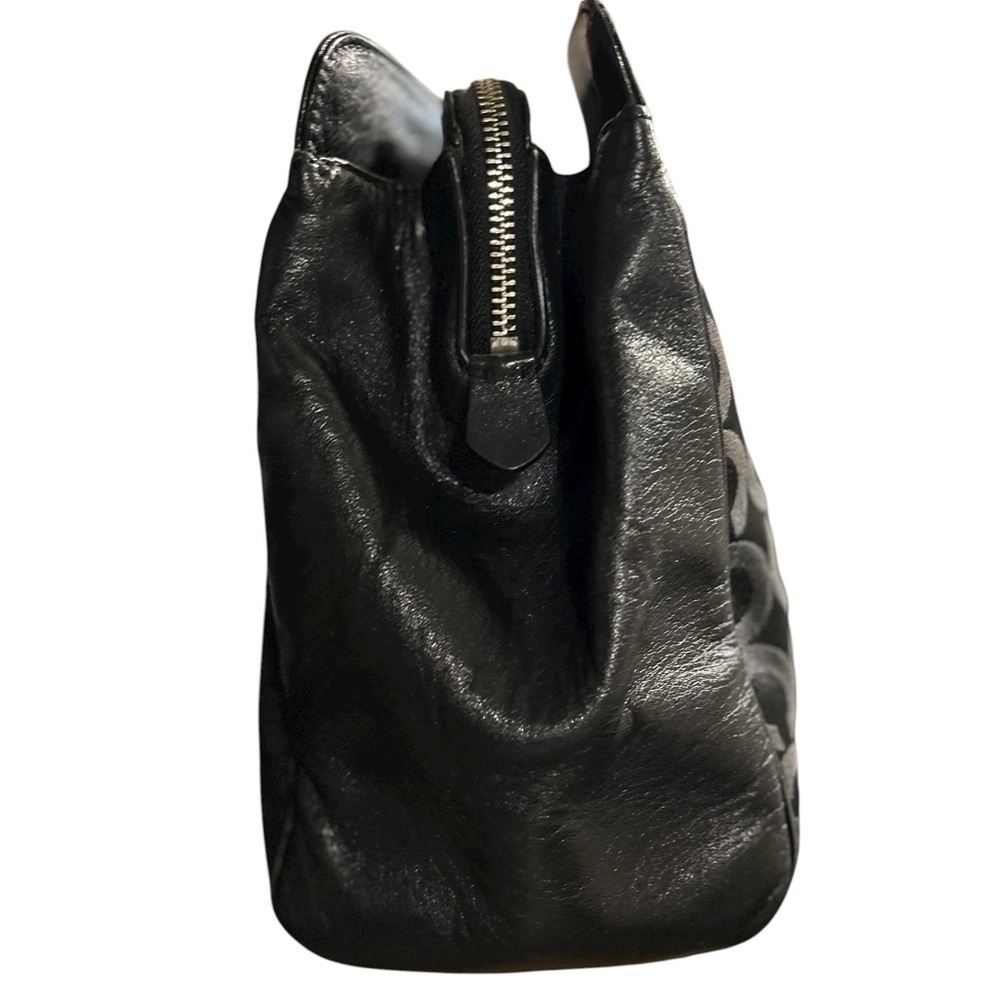 COACH Madison Kimberly Carryall Black Signature Canvas Leather Silver VGC - Picture 2 of 13